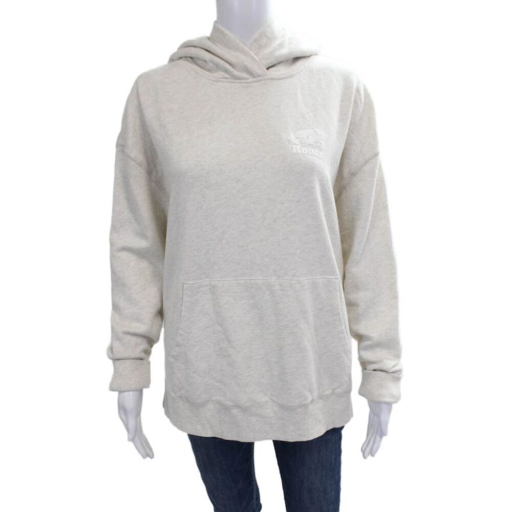 Roots Unisex Adults Pullover Hoodie Beige Cotton Long Sleeve Size M